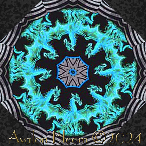 Dragon Blue Fury Kaleidoscope Quilt Block Kit