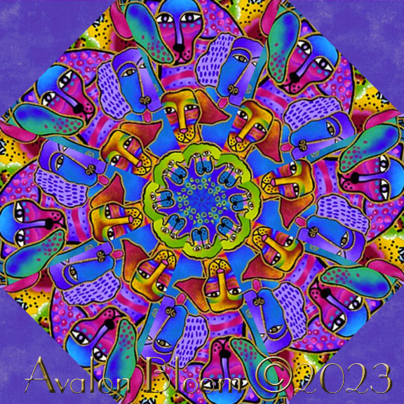 Laurel Burch Kindred Canines Kaleidoscope Quilt Block Kit