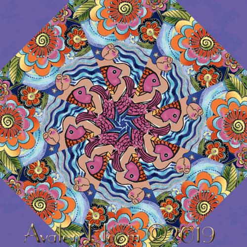 Laurel Burch Sea Goddess Kaleidoscope Quilt block Kit
