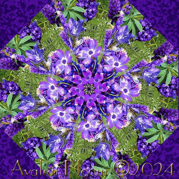 Wildflower Wild Floral Field Purple Kaleidoscope Quilt Block Kit