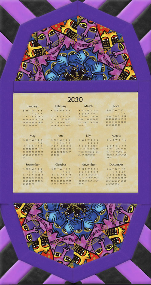 Laurel Burch Feline Frolic Kaleidsocope Fan Calendar Wall Hanging Kit