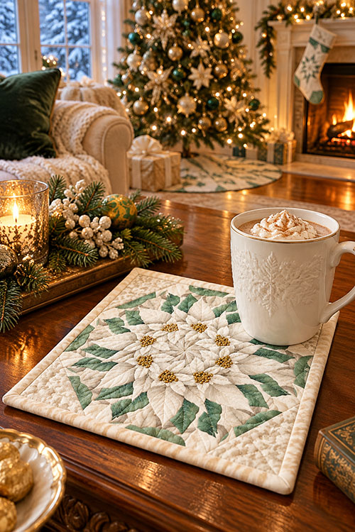 Winter White Sweet Christmas Memories Kaleidoscope Mug Rug Kit