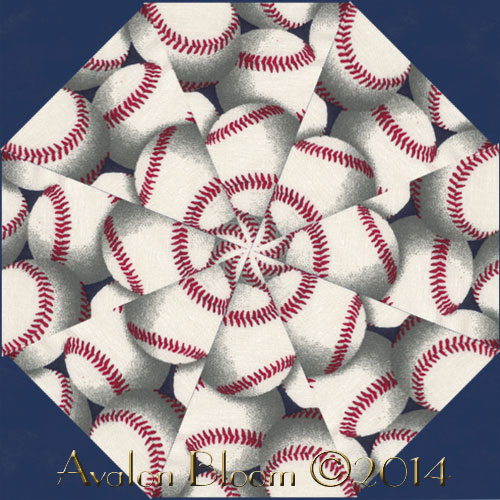 Baseballs Kaleidoscope Quilt Block Kit