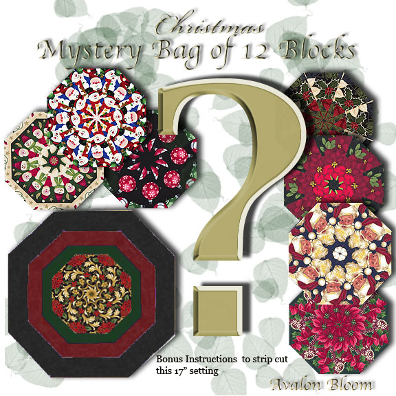Christmas Mystery Bag of 12 Kaleidoscope Quilt blocks