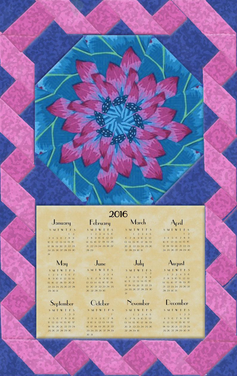 Kaffe Fassett Lake Blossom Blue Calendar Wall Hanging Kit