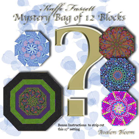 Kaffe Fassett Mystery Bag of 12 Kaleidoscope Quilt blocks