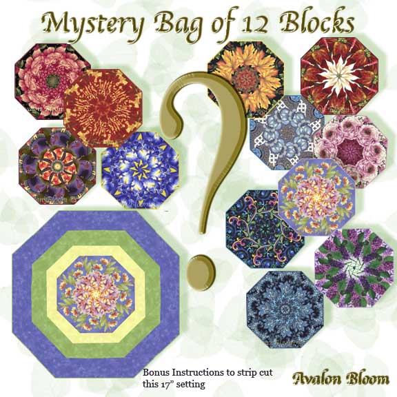 Mystery Bag of 12 Kaleidoscope Quilt blocks Kit