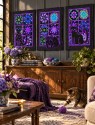 A Trio of Purrfect View Laser Cut Appliqué Cat Quilt Wall Hangings
