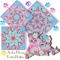 Cats in Flower Crowns Kaleidoscope Quilt Block Kit