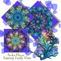 Fantasy Leafy Vine Dragonfly Illusion Kaleidoscope Quilt Block Kit