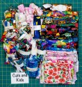 Stash Box of Cats and Kids Scraps and Fabric